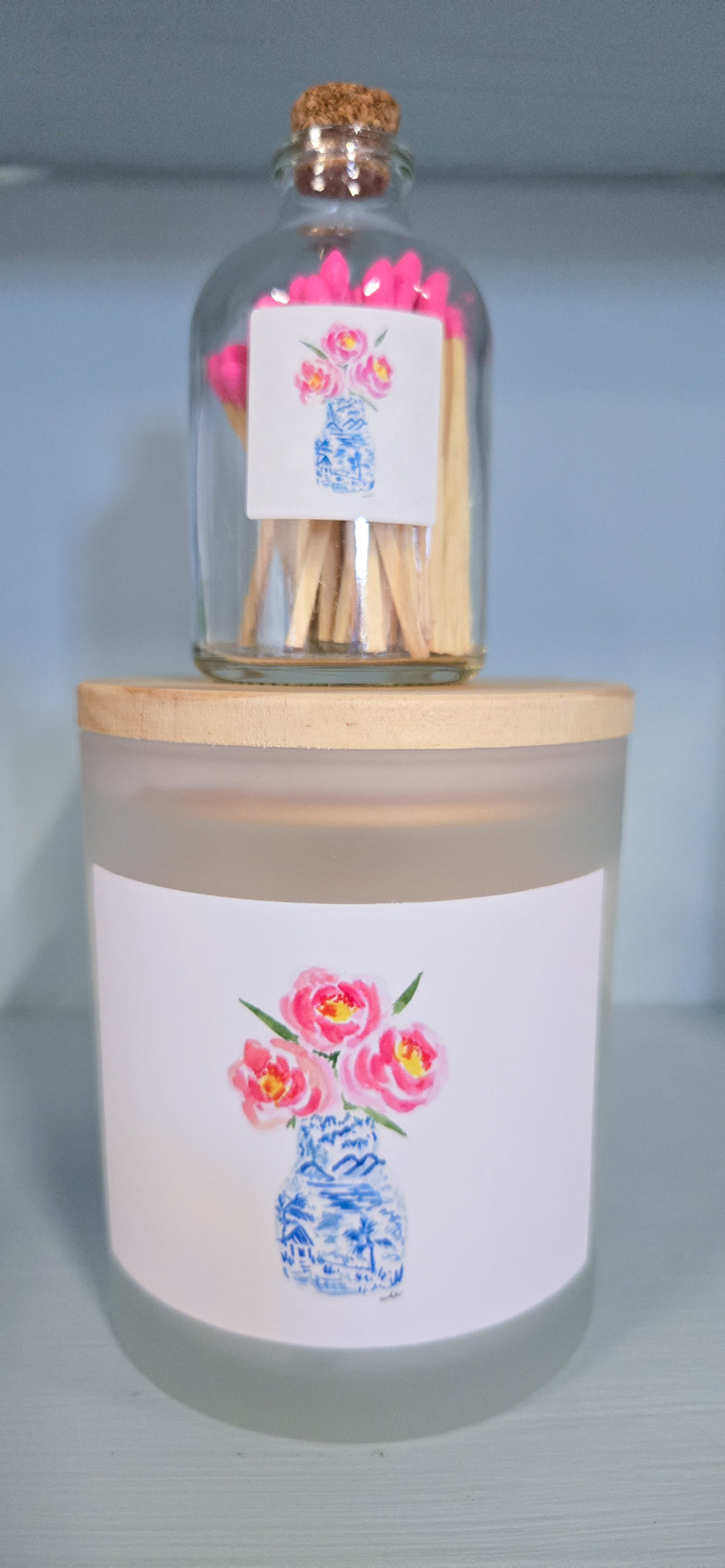 Peony Rose Candle and Matches Set